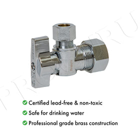 PROCURU quarter-turn angle stop valve close-up showing smooth operation