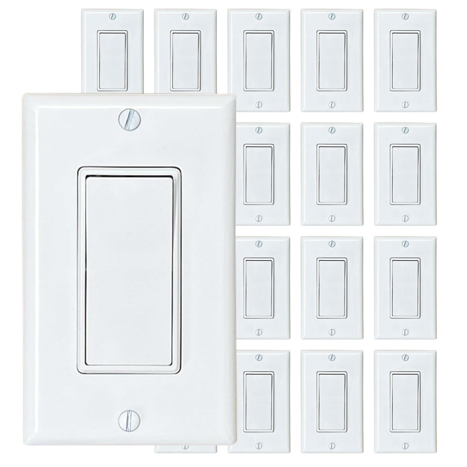 PROCURU Decorator Paddle Rocker Switch white front view for smooth on/off control.