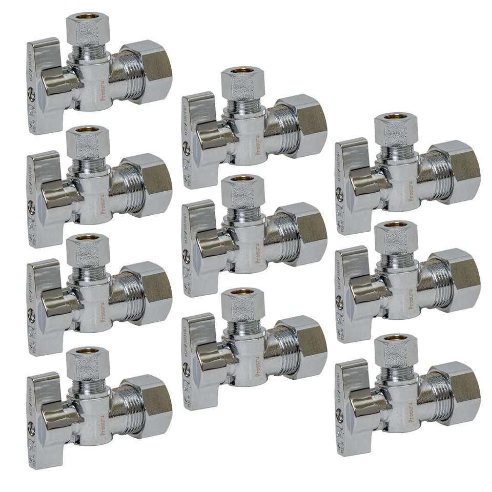 PROCURU heavy-duty angle stop valve with 1/2 nominal inlet for 5/8 OD copper pipe