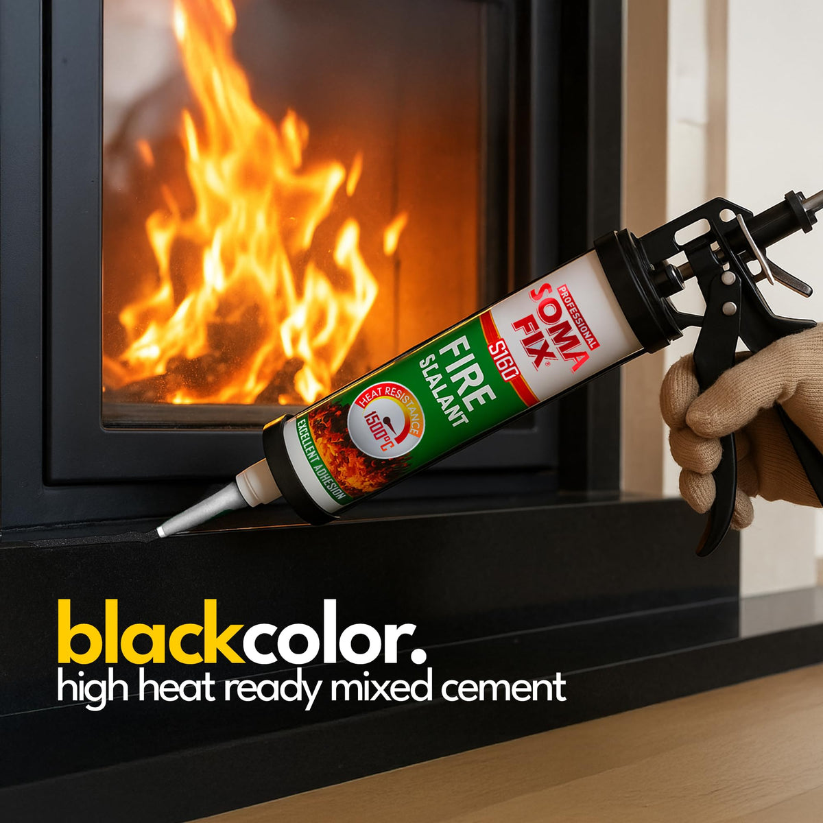 Professional Soma Fix cement used in chimney repair for fire resistance.