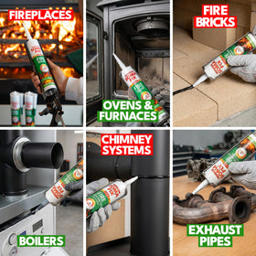Professional Soma Fix cement sealing a fireplace joint for heat durability.