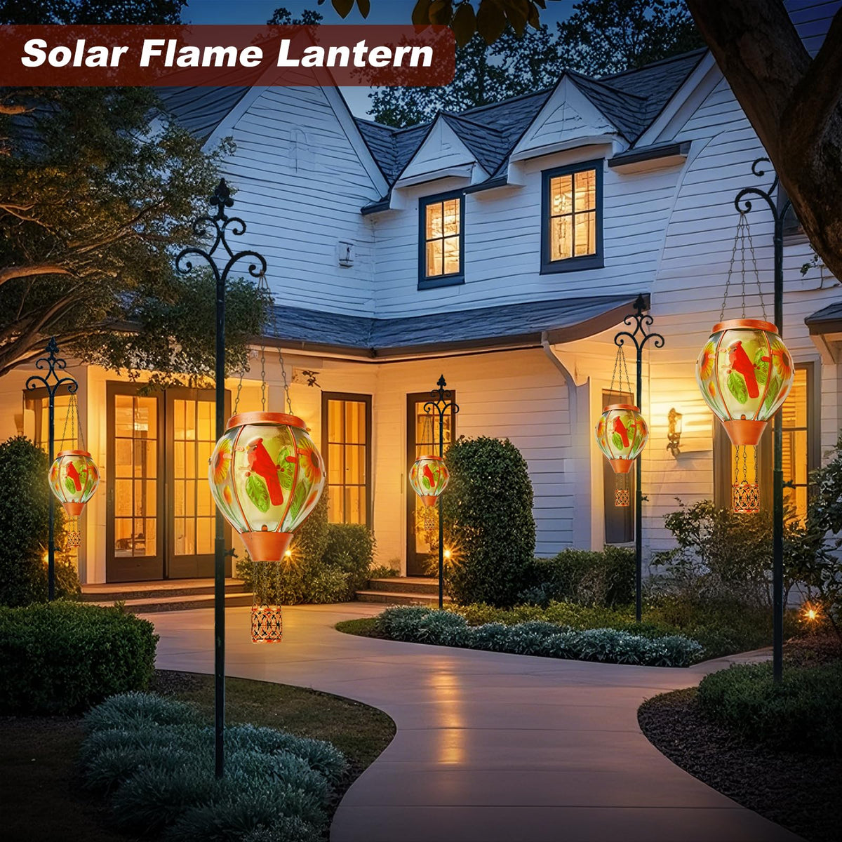 Profinella hanging lantern with chain for porch or tree display