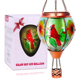 Profinella solar hot air balloon lantern with flame glows softly at night