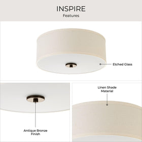 Progress Lighting Inspire P3713-20 off-white shade and etched glass diffuser for soft ambient glow