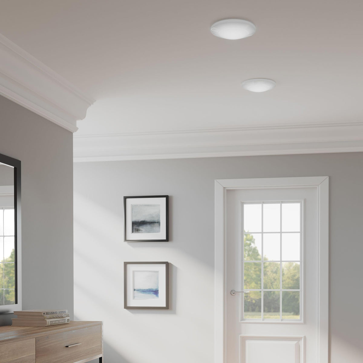 Progress Lighting P8222-28-30K LED flush mount supports dimming to 10% with compatible dimmers.