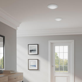 Progress Lighting P8222-28-30K LED flush mount supports dimming to 10% with compatible dimmers.