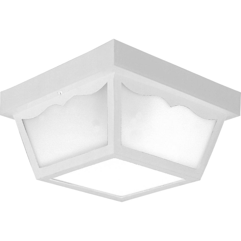 Progress Lighting two-light black outdoor ceiling light illuminating a porch with durable, weather-ready aesthetics