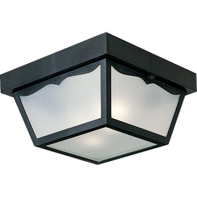 Progress Lighting two-light outdoor flush mount in black for curb appeal.