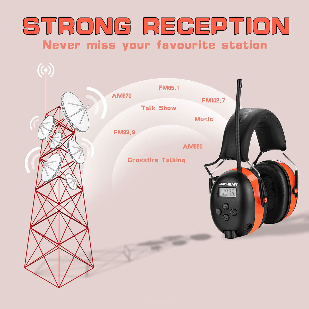 PROHEAR 027 AM/FM signal remains clear outdoors on site.