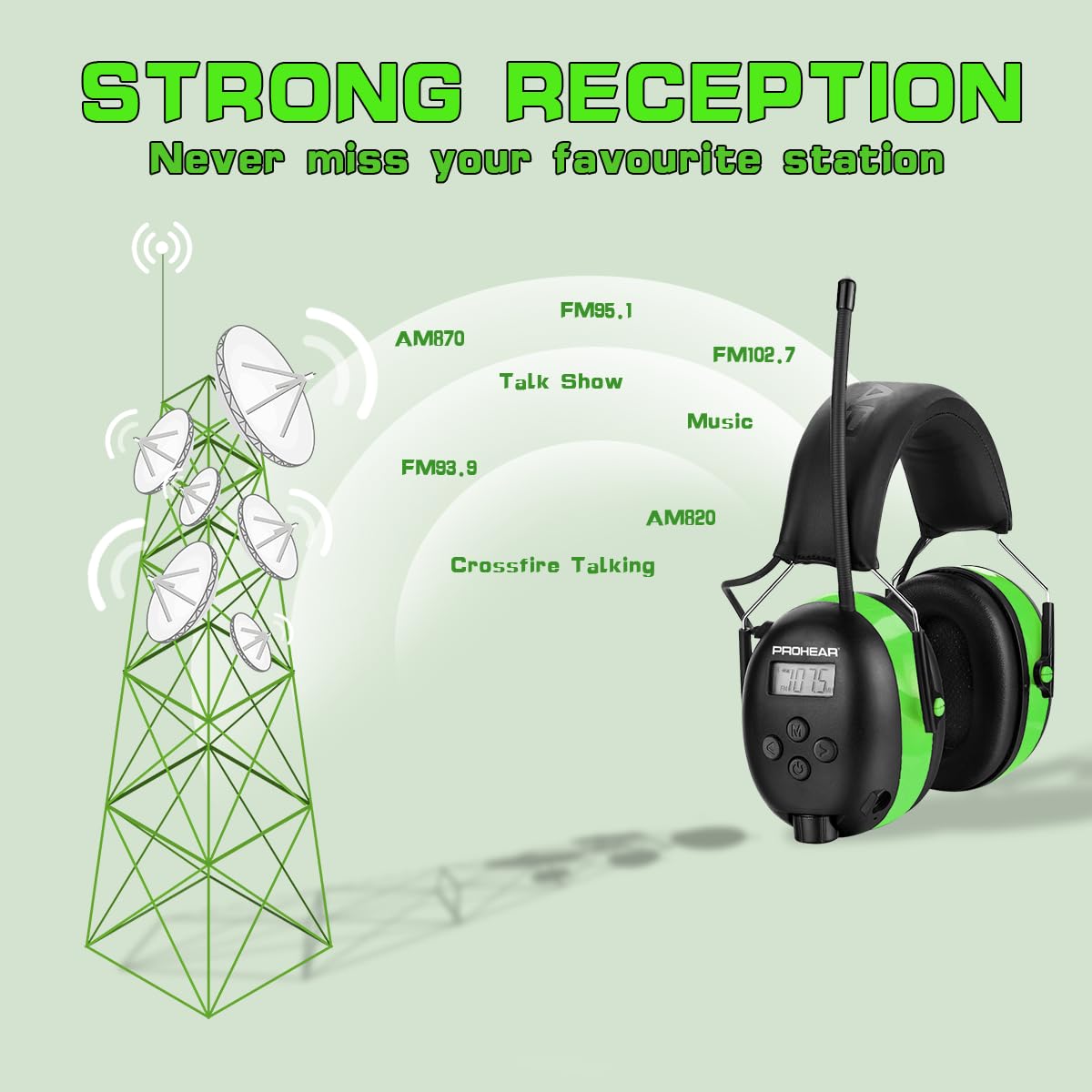 PROHEAR 027 earmuffs with 25dB NRR protection for outdoor work