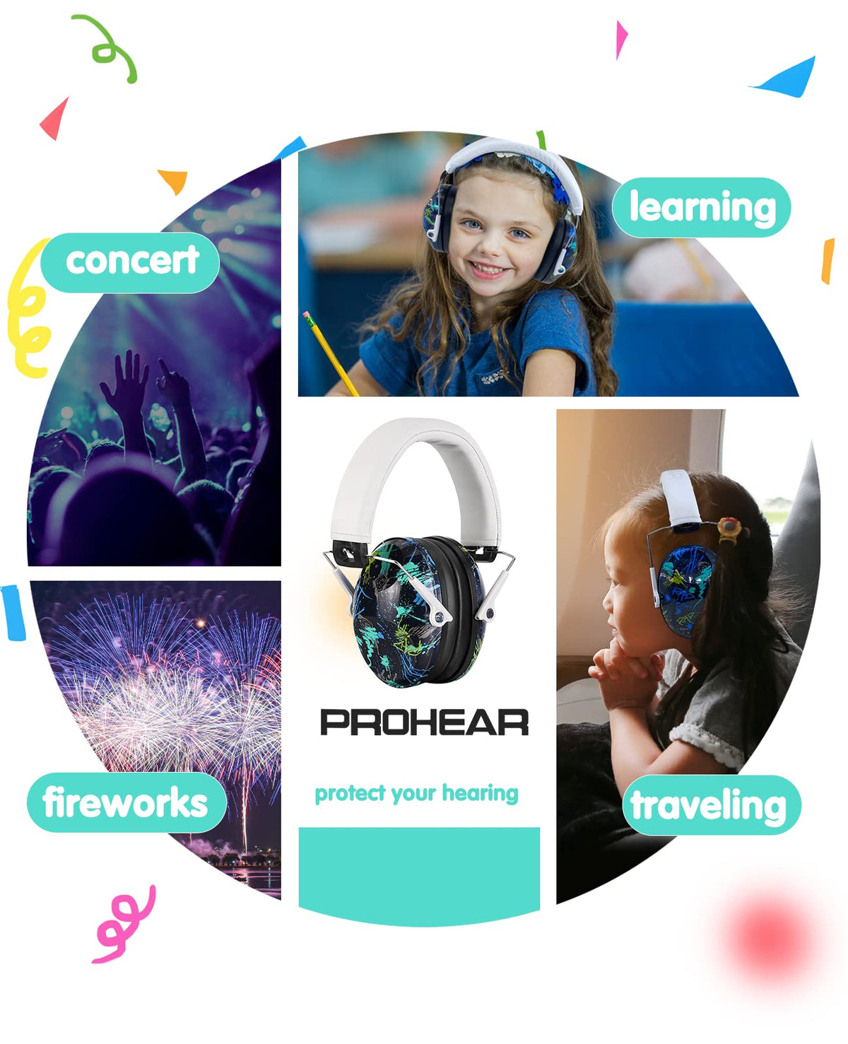 PROHEAR 032 kid using earmuffs at a crowded event