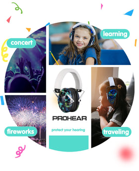 PROHEAR 032 kid using earmuffs at a crowded event