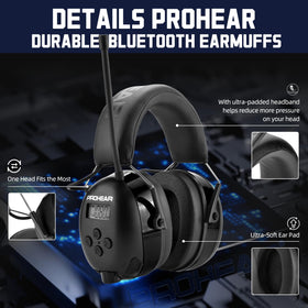 PROHEAR 033 25dB NRR earmuffs reduce ambient noise during work.
