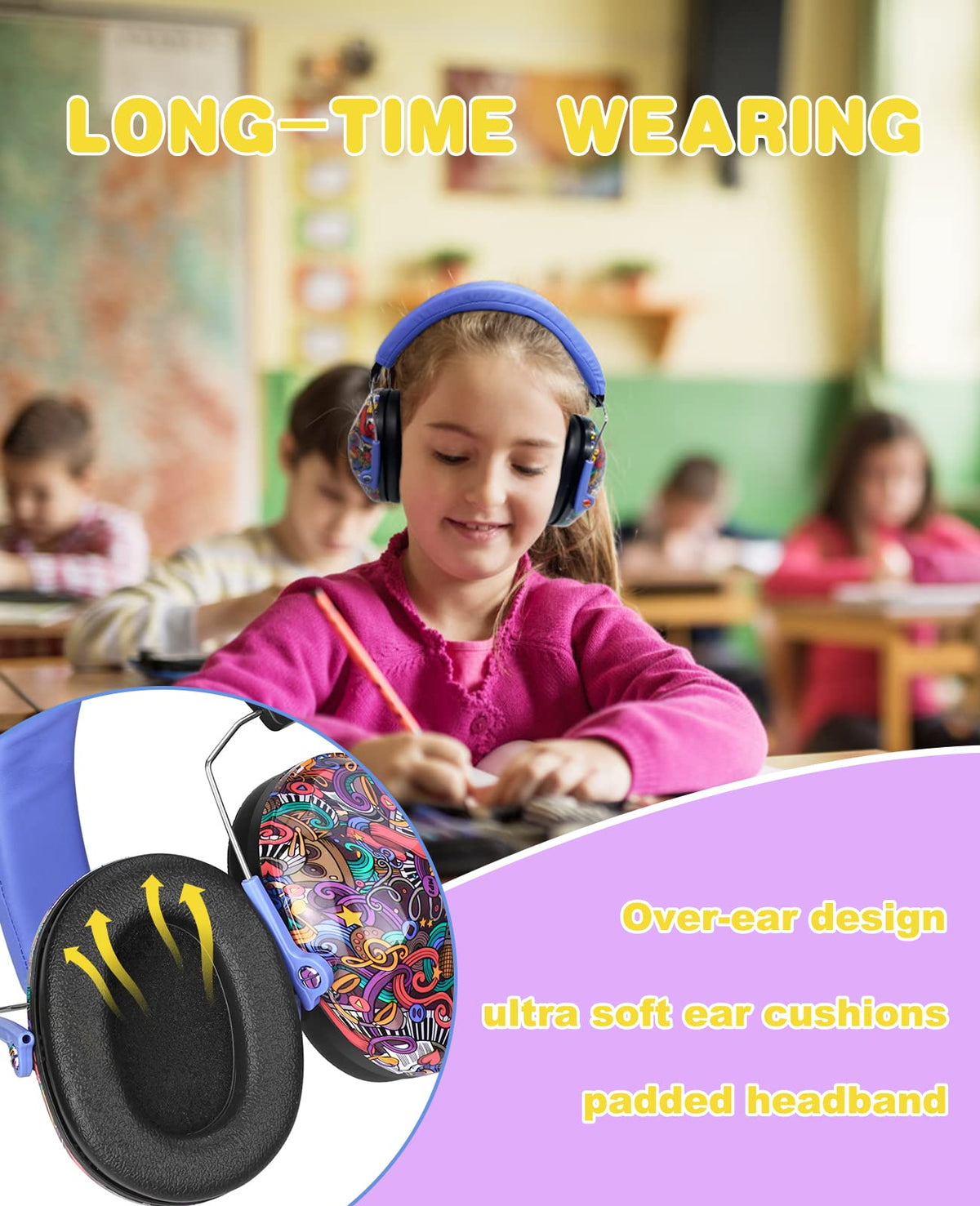 360° rotatable cups for a secure, comfortable fit on growing heads during play