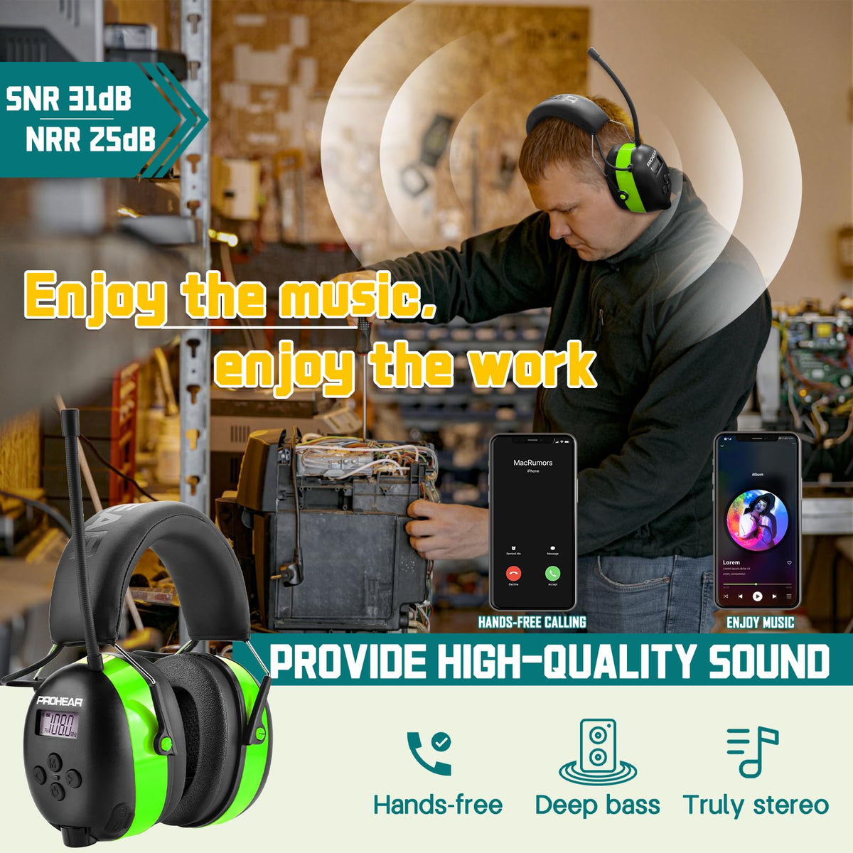 PROHEAR 033 digital radio with stored stations offers convenient on-site updates.