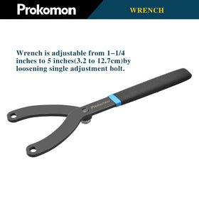 Prokomon pin wrench designed for camshaft and crankshaft pulley tasks on bikes and cars.