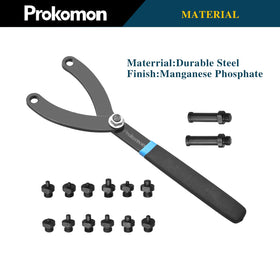 Prokomon soft-handle pin wrench provides comfortable grip during use.