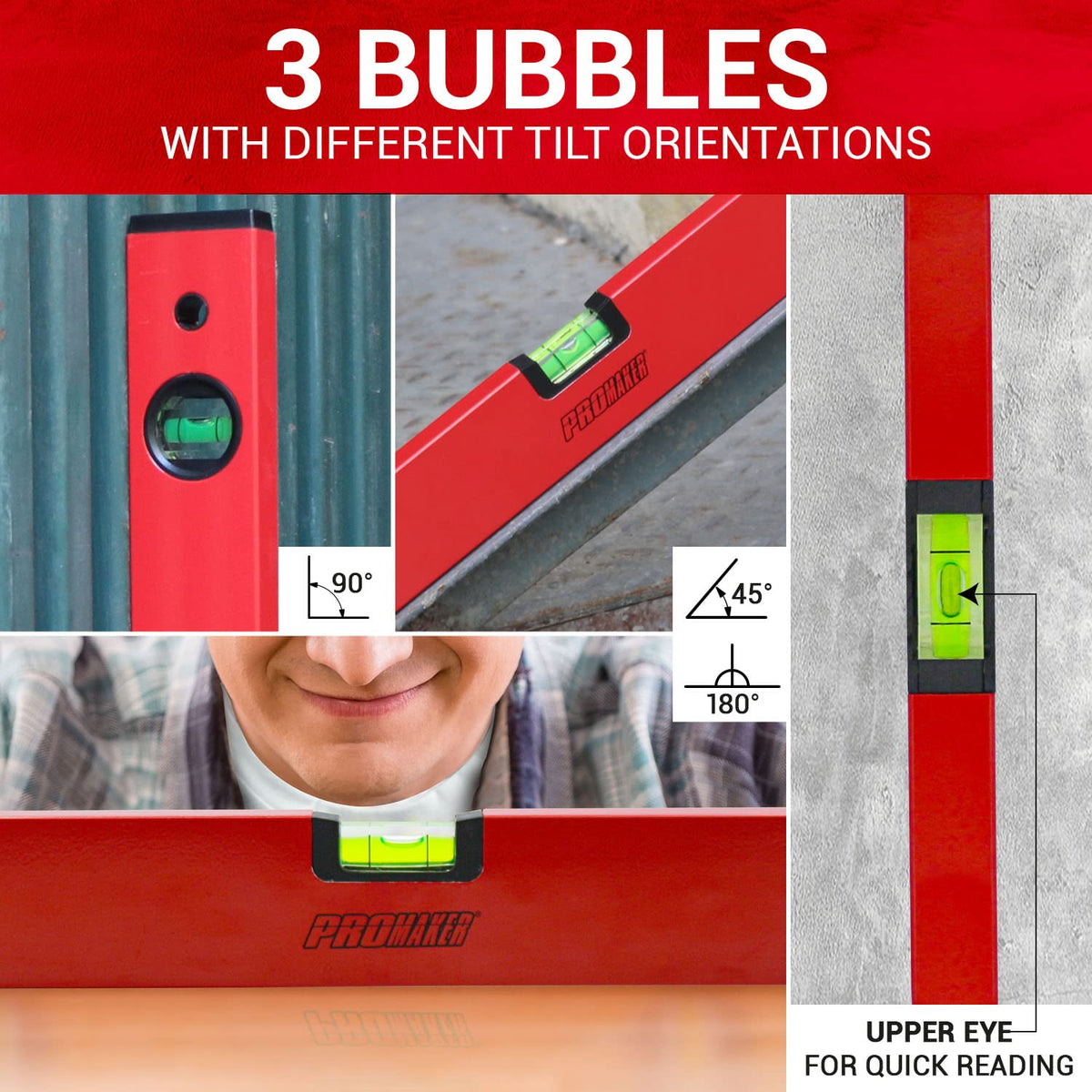 Promaker aluminum level resists drops on the job site