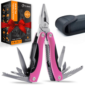 PRO-MASTER SMART & SIMPLE pink 15-in-1 multitool closed for portable DIY and quick fixes