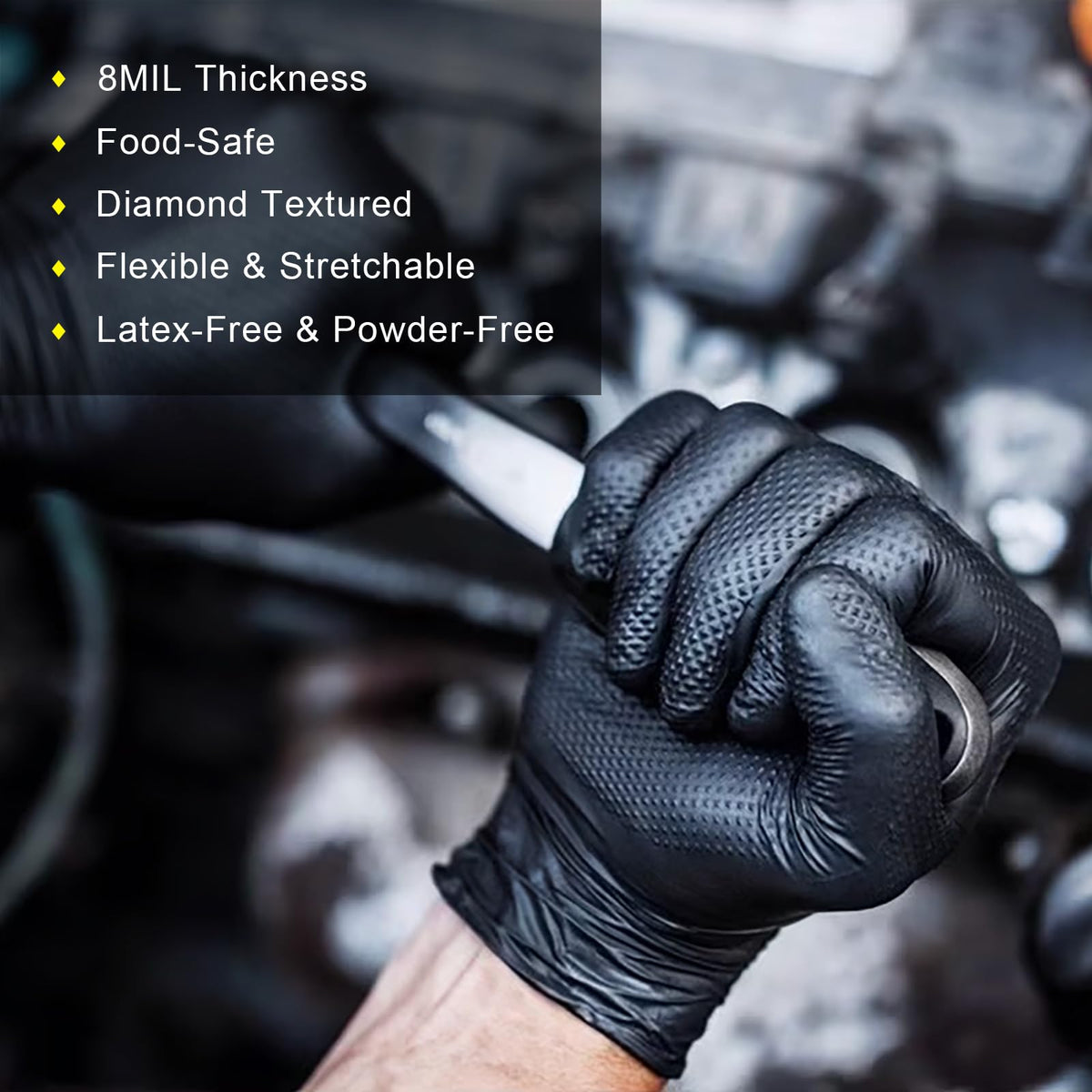 Promedix P black disposable gloves suitable for messy environments