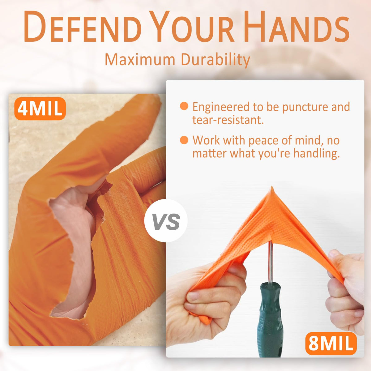 PROMEDIX P nitrile gloves orange-pack for easy identification in busy workshops.