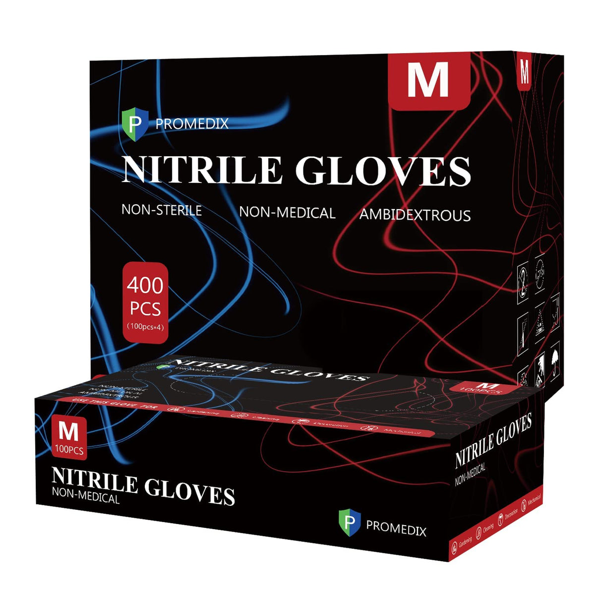 PROMEDIX P nitrile gloves pack front, powder-free and ideal for everyday kitchen tasks.