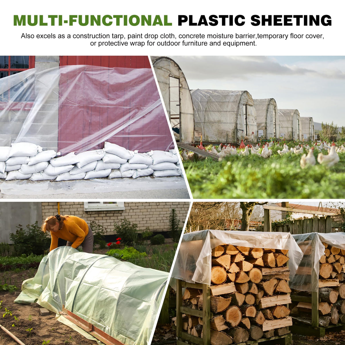 PROMORE 8x25 ft plastic sheeting shields gardens from debris and weather.