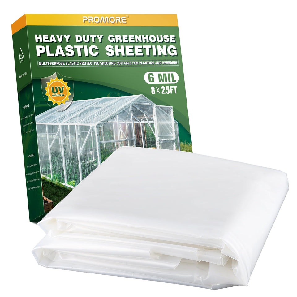 PROMORE 6 mil plastic sheeting greenhouse cover with tear resistance and clear diffusion.