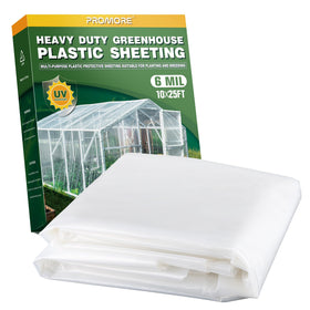 PROMORE 6Mil plastic sheeting for greenhouse use, delivering UV resistance and durable protection.
