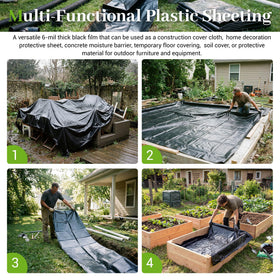 PROMORE ground-cover film for weed suppression and clean work surfaces.
