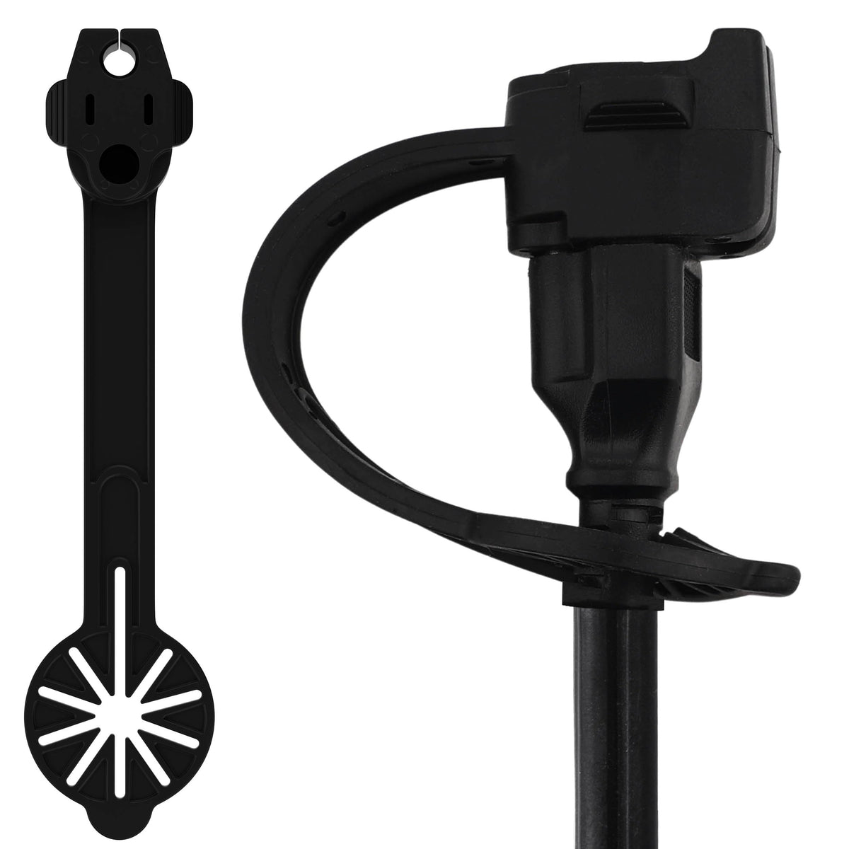 Prong Shield outdoor plug-cover front view shields 120V outlets from rain