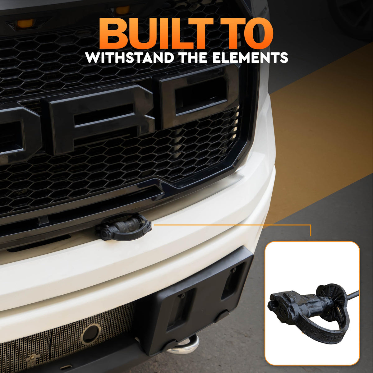 Prong Shield outdoor plug-cover side view shows rugged rubber casing