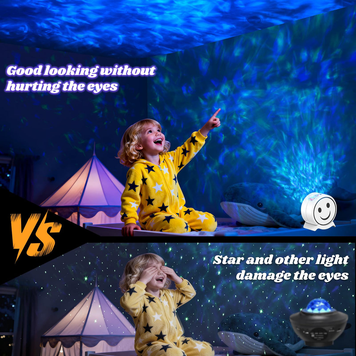 Proran Galaxy Projector multi-angle projection onto wall and ceiling