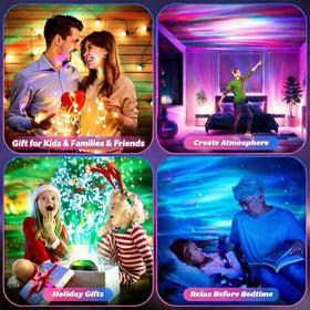 Proran Northern Lights Projector requires power; remote uses two batteries (not included)