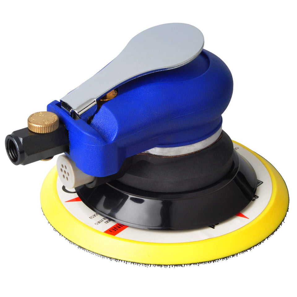 PROSHI 6in random orbit sander face delivers an even finish for wood and metal.