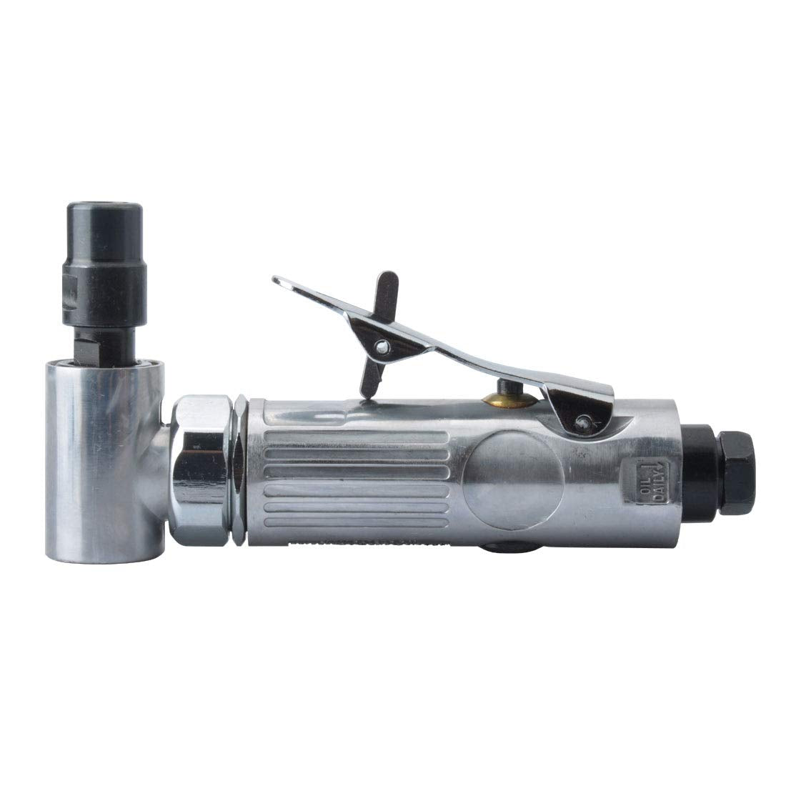PROSHI compact air die grinder shown in tight-space grinding.