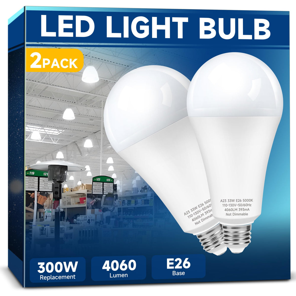 Prosperbiz 300W LED bulb with 4060 lumens for bright daylight illumination
