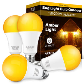 Prosperbiz bug light bulbs outdoor amber 2000K glow for warm exterior lighting