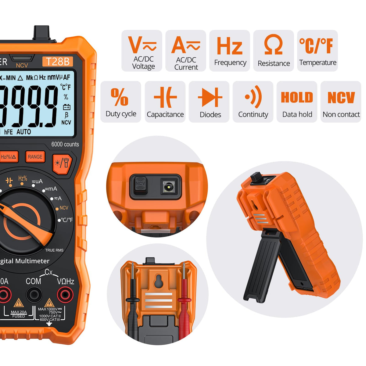 Proster digital multimeter backlit display for easy readings in low light