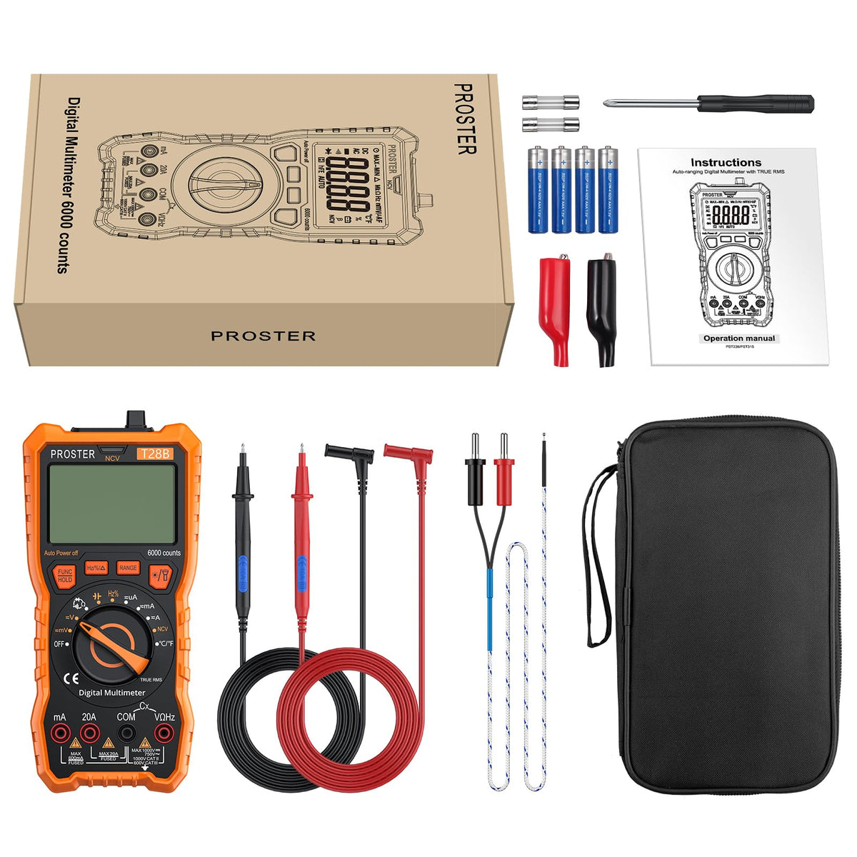 Proster digital multimeter full kit offers ready-to-use testing solutions