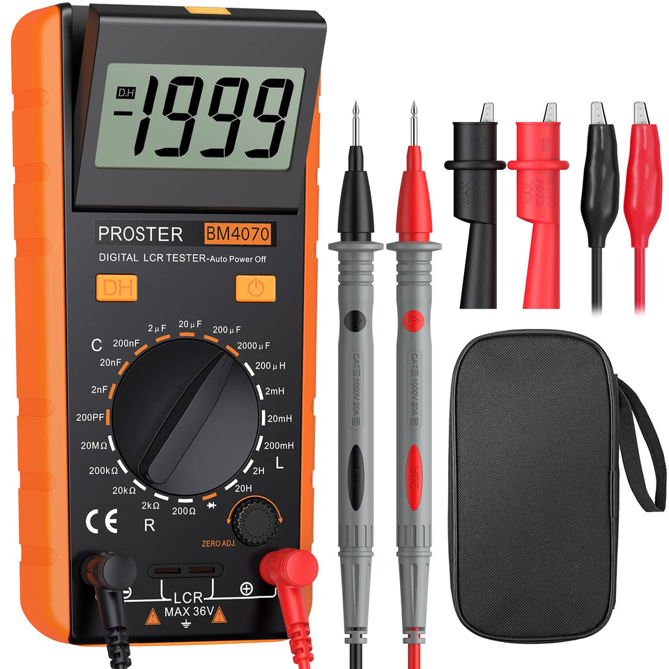 Proster LCR Meter package front shows compact precision for on-the-go testing