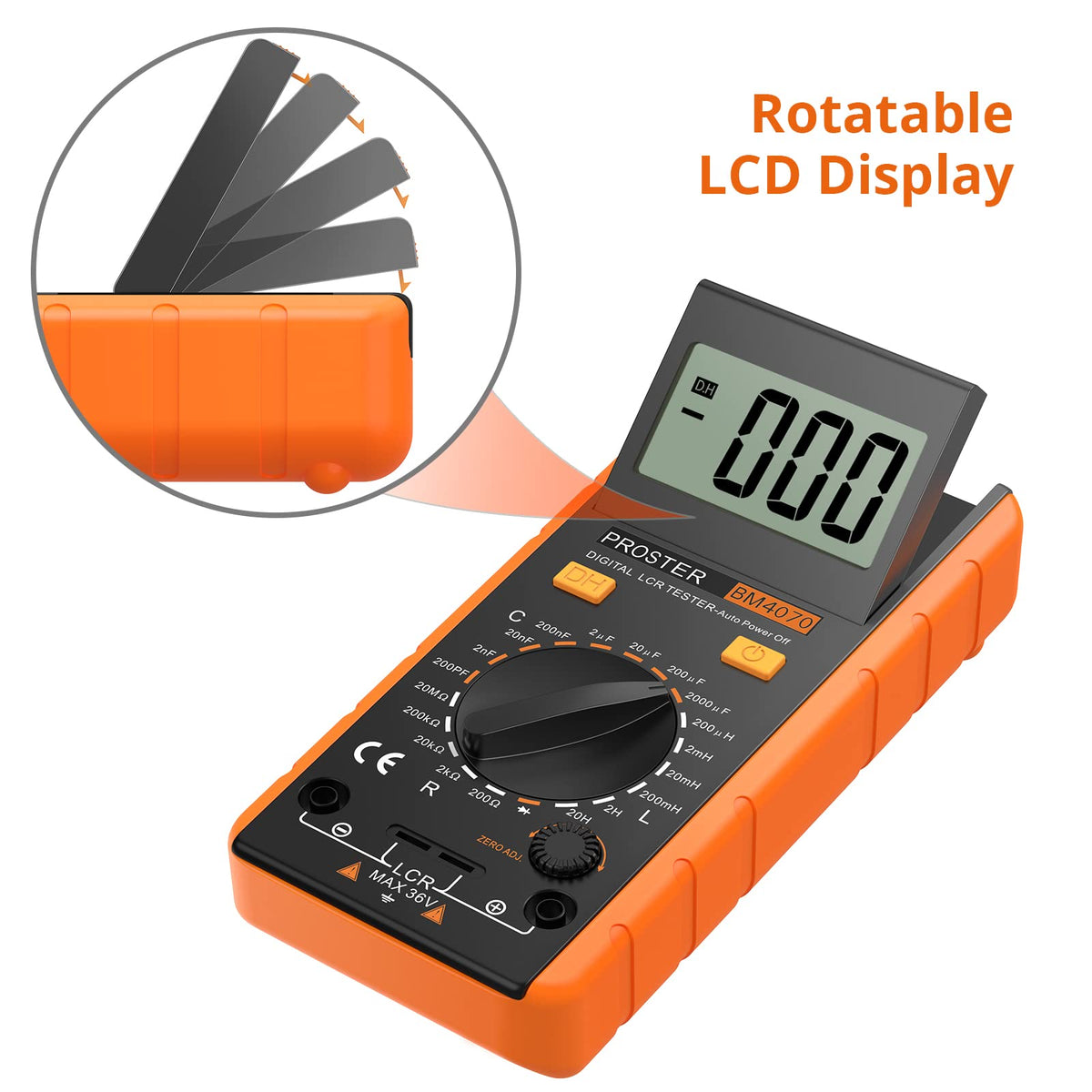 Proster LCR Meter rotatable display provides easy viewing from any angle