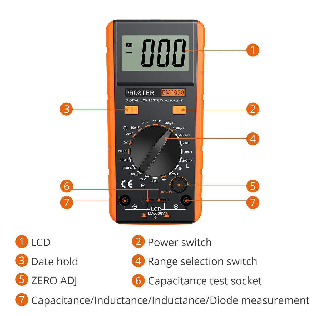 Proster LCR Meter with test leads enables accurate component testing with crocodile clips