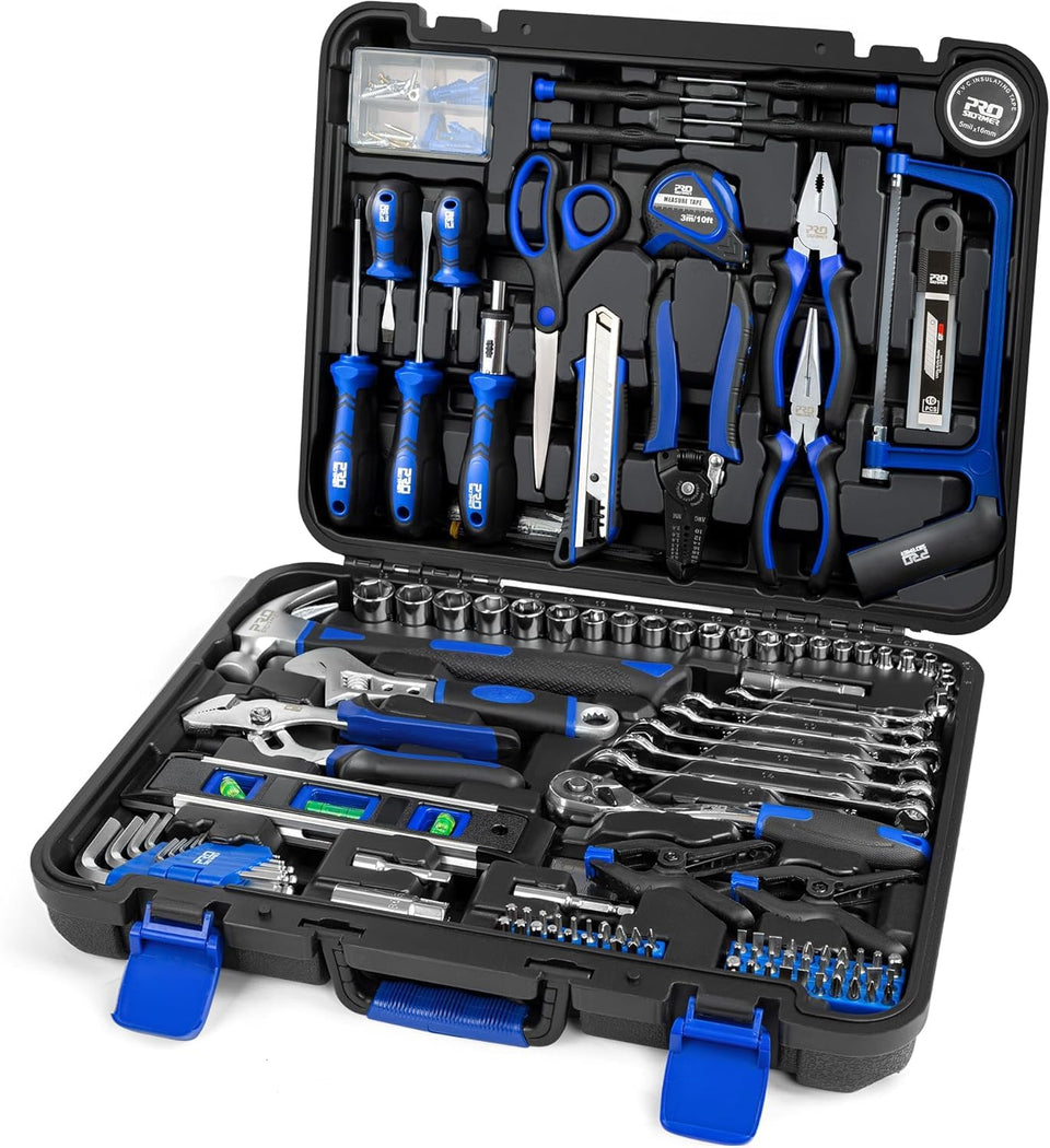 Prostormer 259-piece tool kit case showing organized tools for quick home repairs.