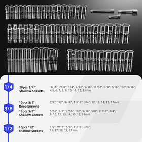 Prostormer socket and wrench collection with chrome vanadium finish for corrosion resistance.