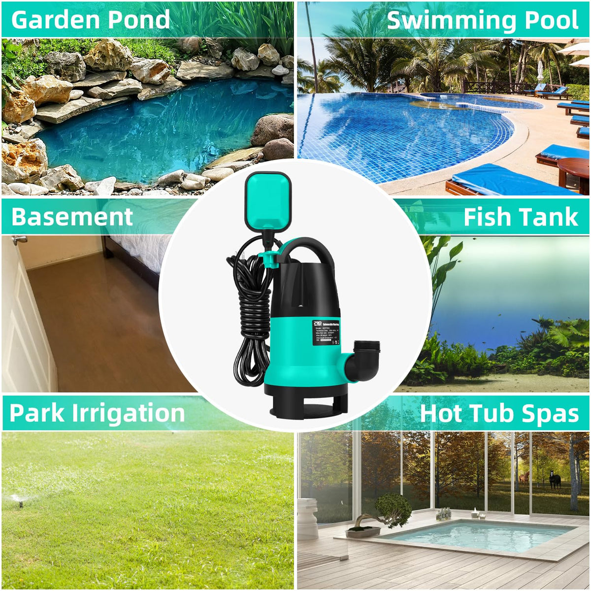 Prostormer sump pump in use draining a pool or pond