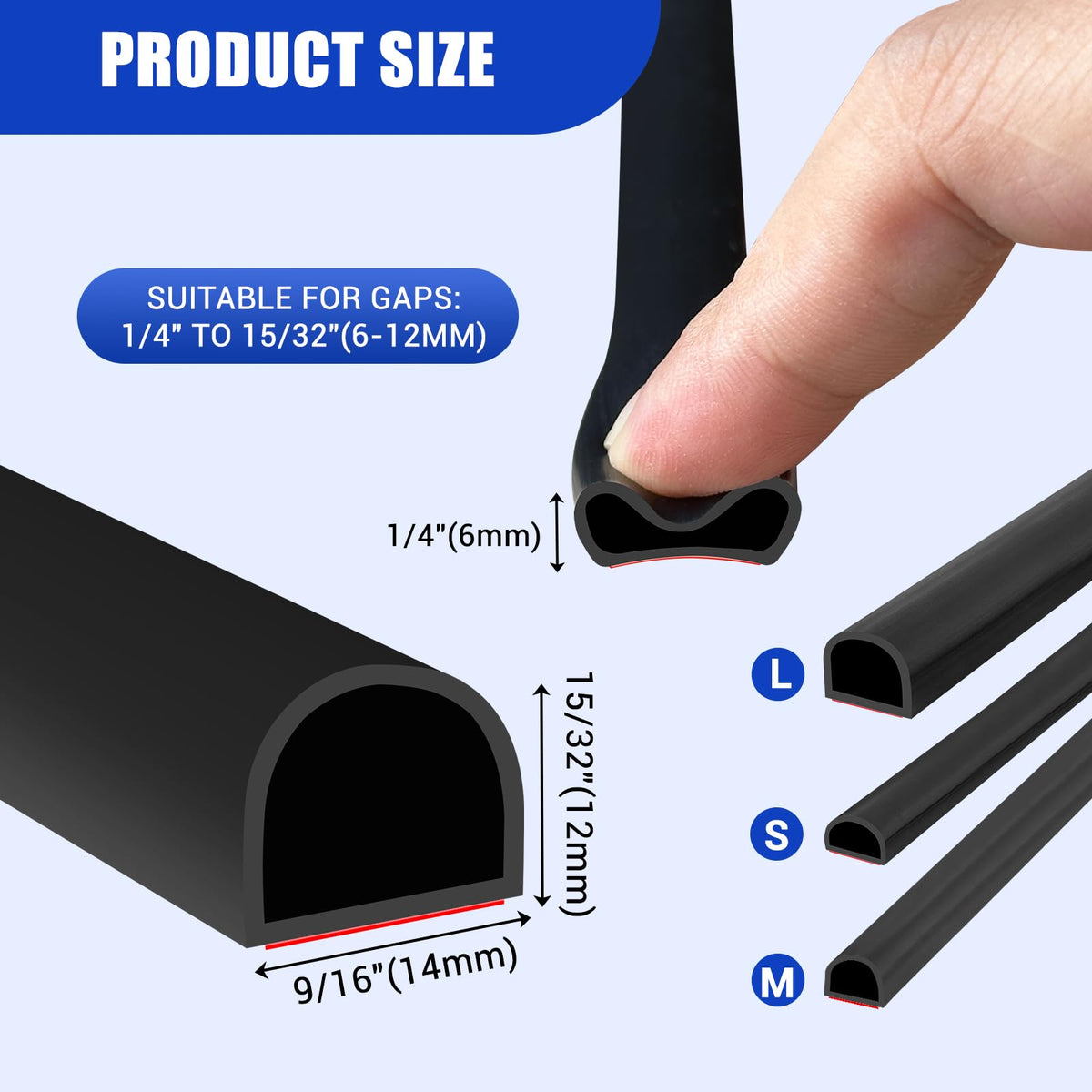 Protalwell door seal with adhesive back for quick, strong bonding.