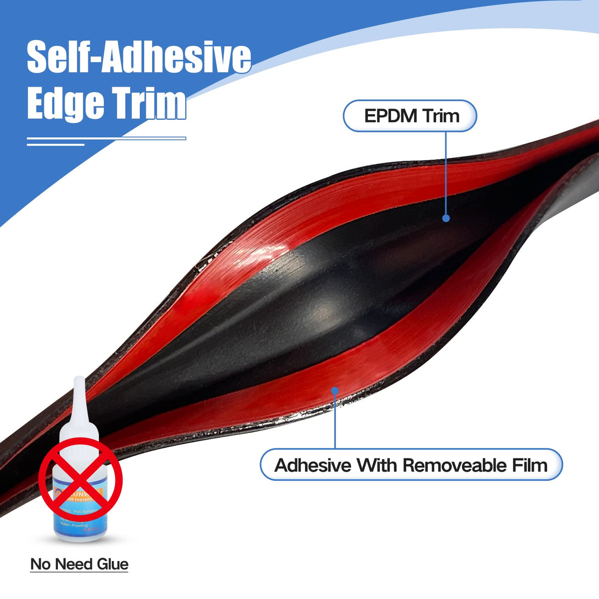 Protalwell EPDM rubber trim covers edge ranges from 7/32 to 9/32 inches.
