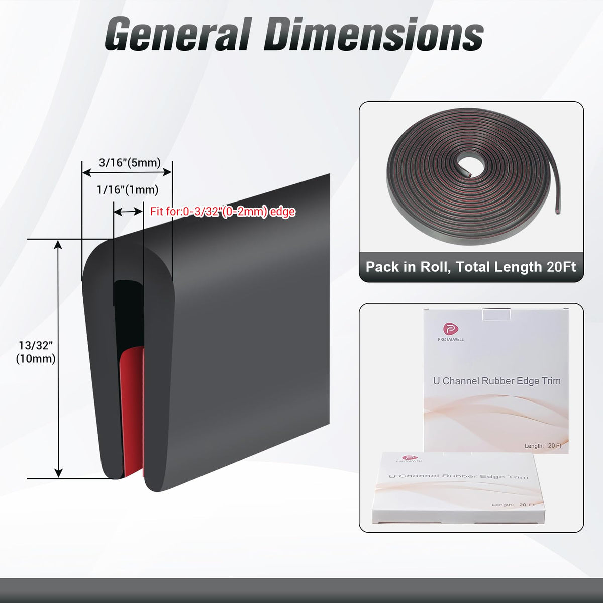 Protalwell edge trim self-adhesive U-channel for quick installation.
