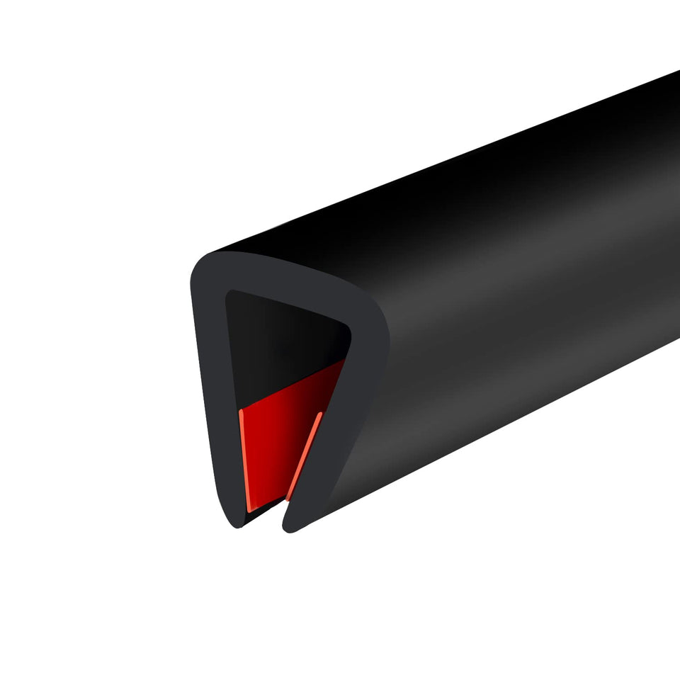 Protalwell rubber edge trim in self-adhesive U-channel for safe edge protection.